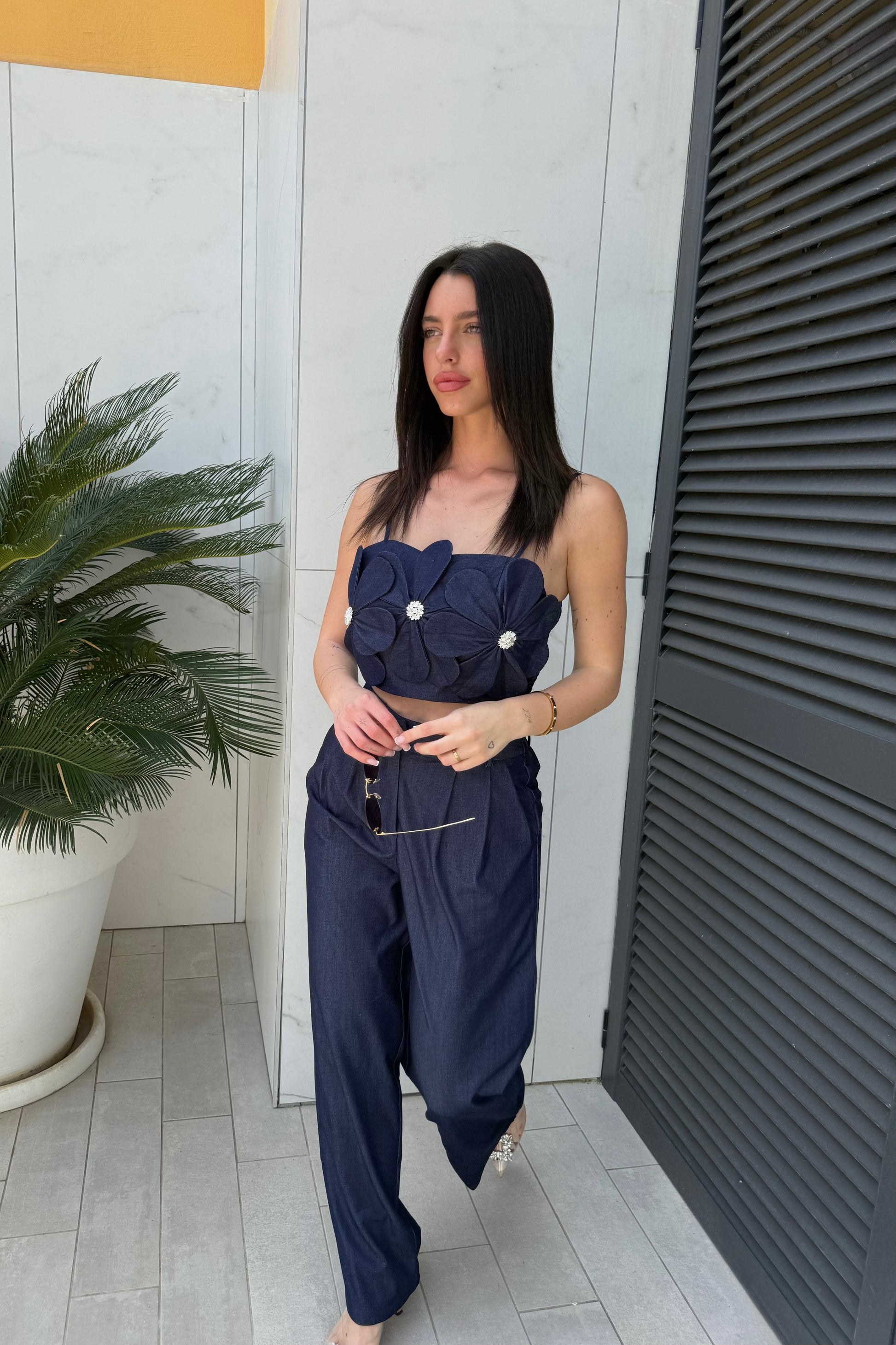 Set denim flowers