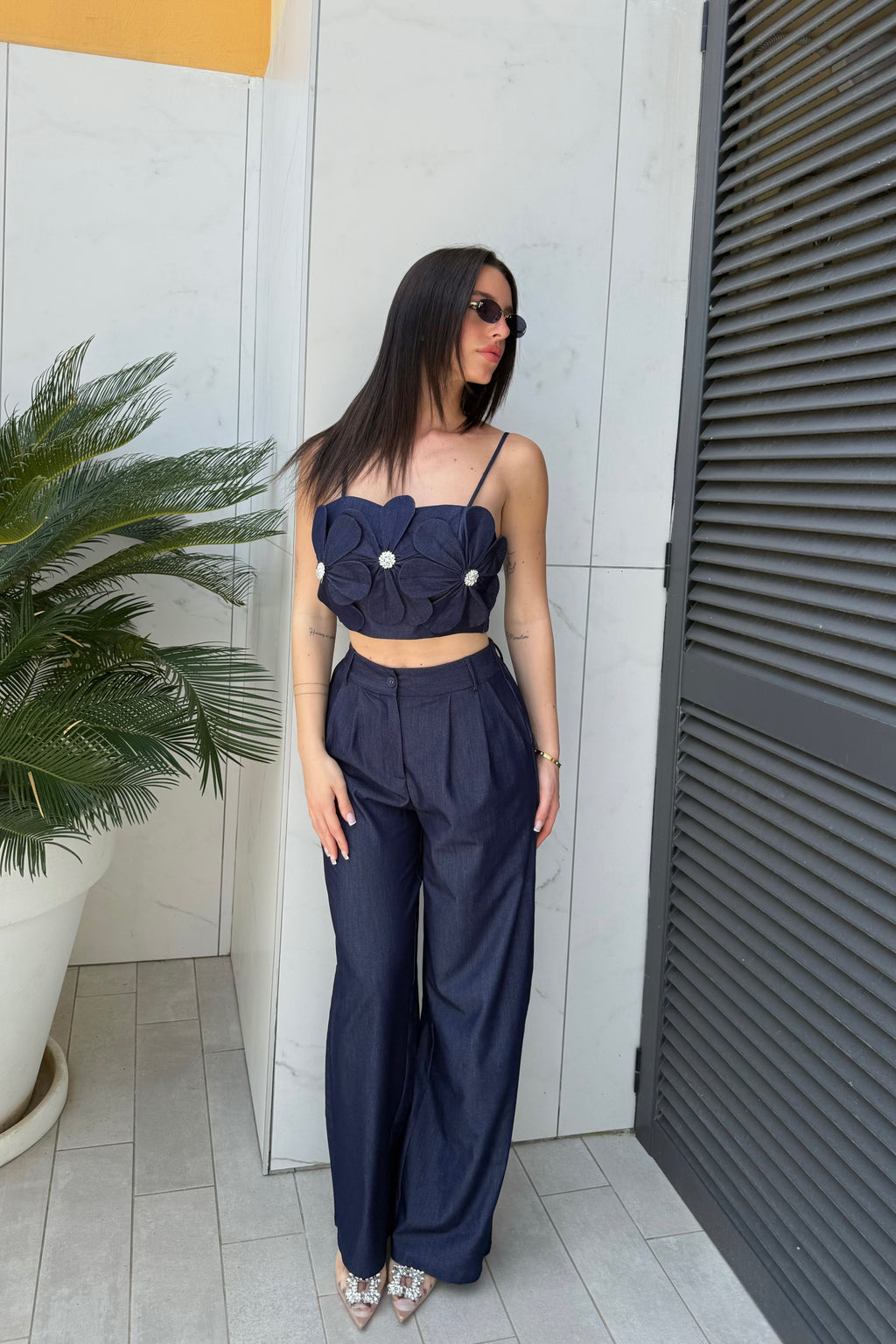 Set denim flowers