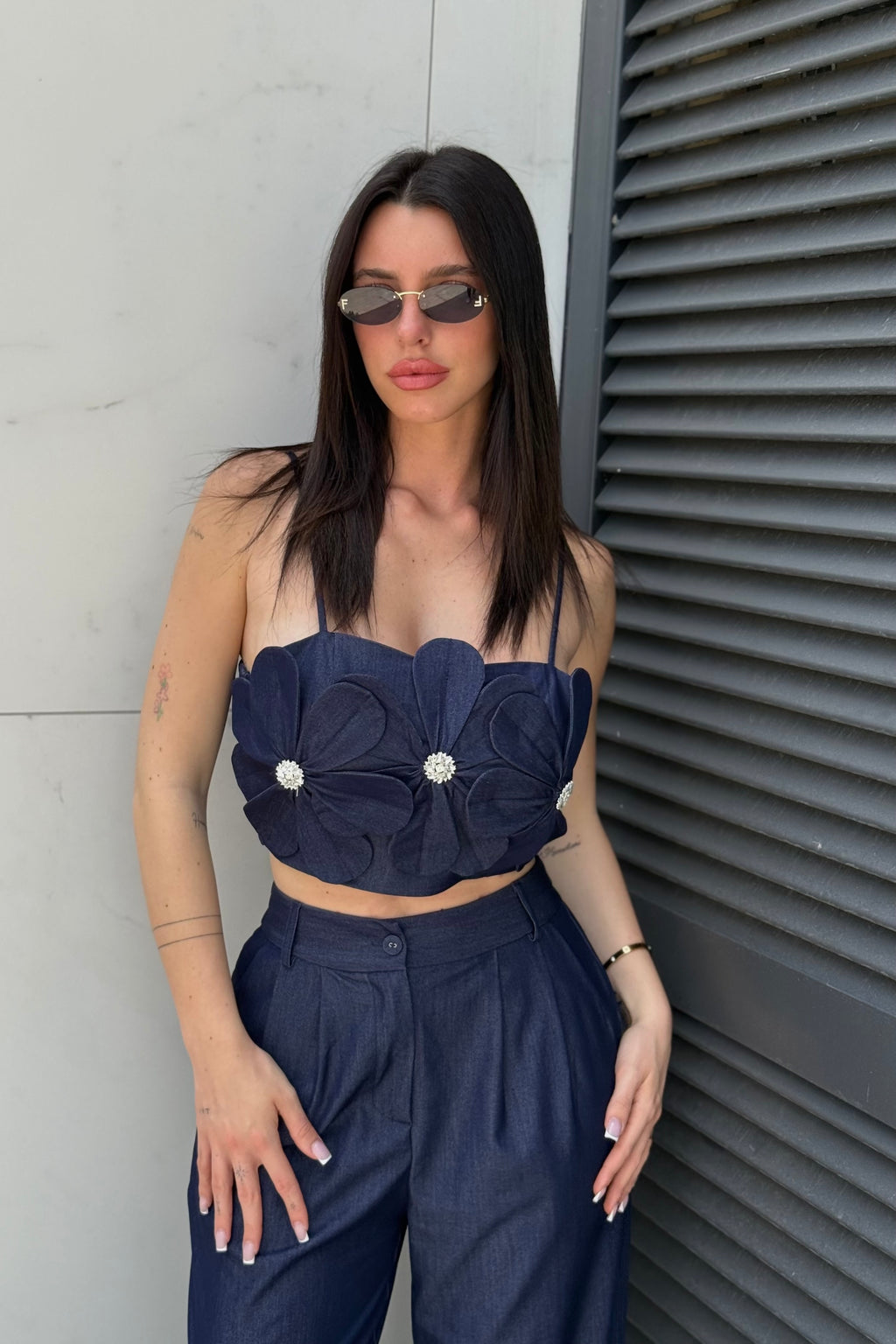Set denim flowers