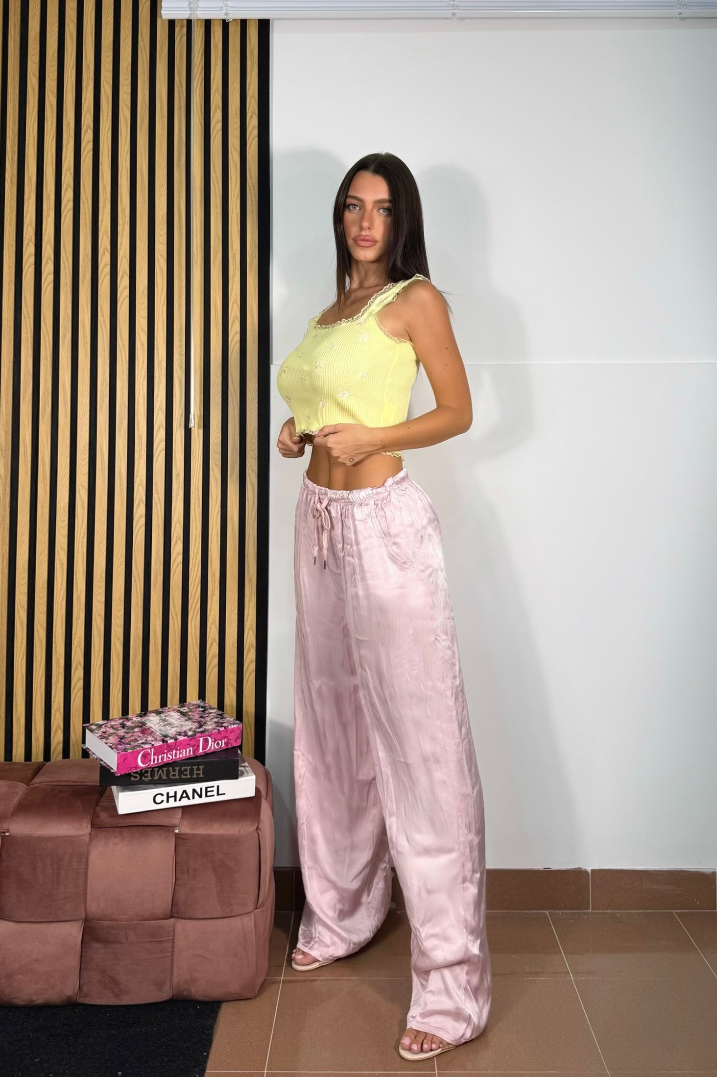 Pantalone RASO rosa perla