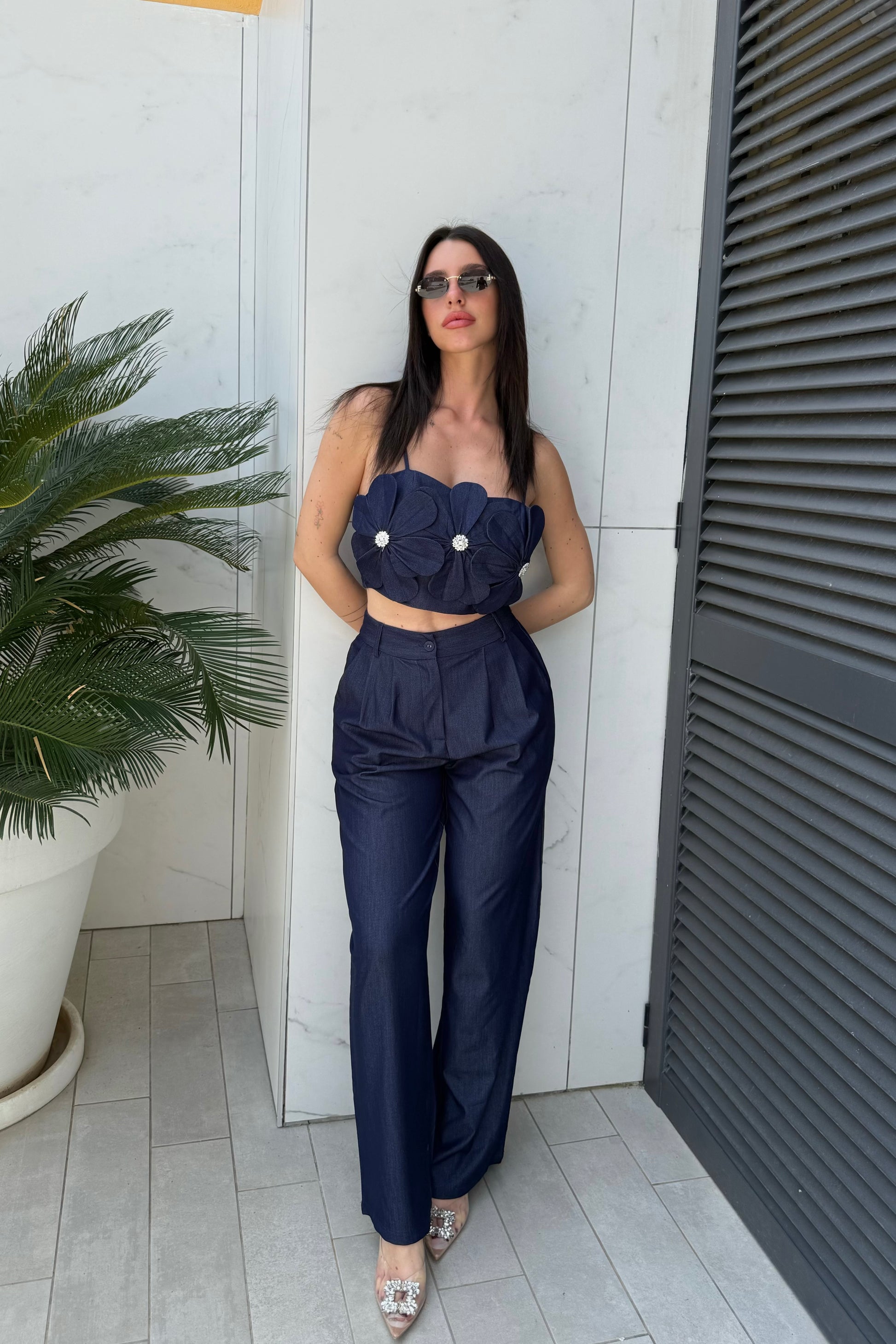 Set denim flowers
