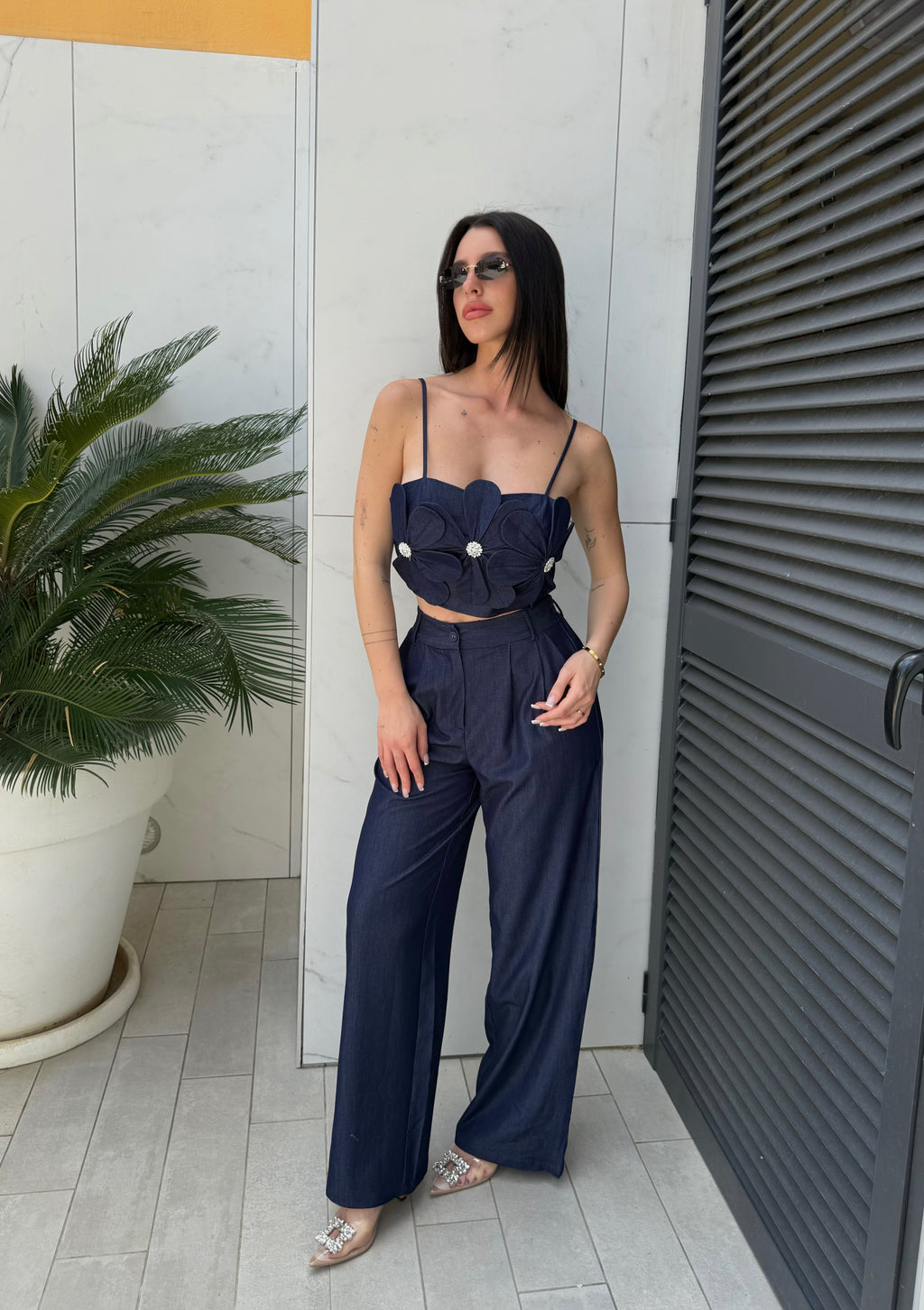 Set denim flowers
